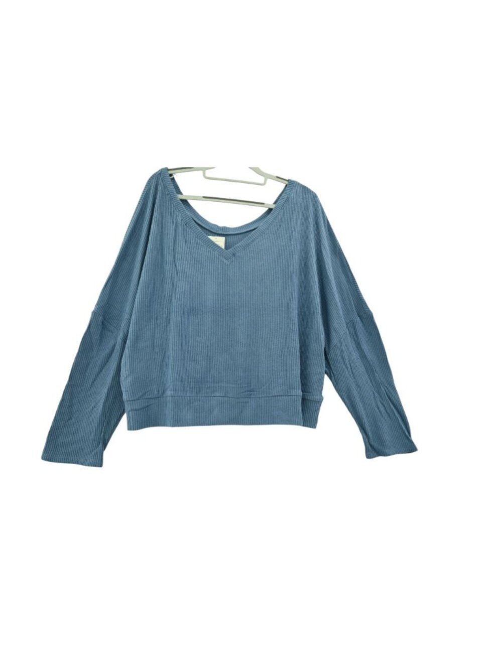 NWT Auden Long Sleeve V Neck Ribbed Sleep And Lounge Shirt Size 1X Blue Cozy